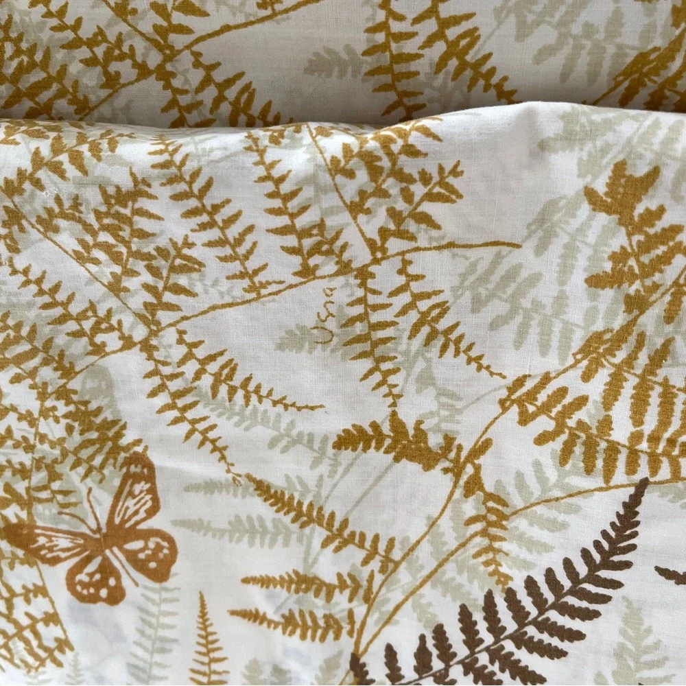 70s Vintage Vera Full Size Flat Sheet Burlington Percale Butterflies Ferns As Is